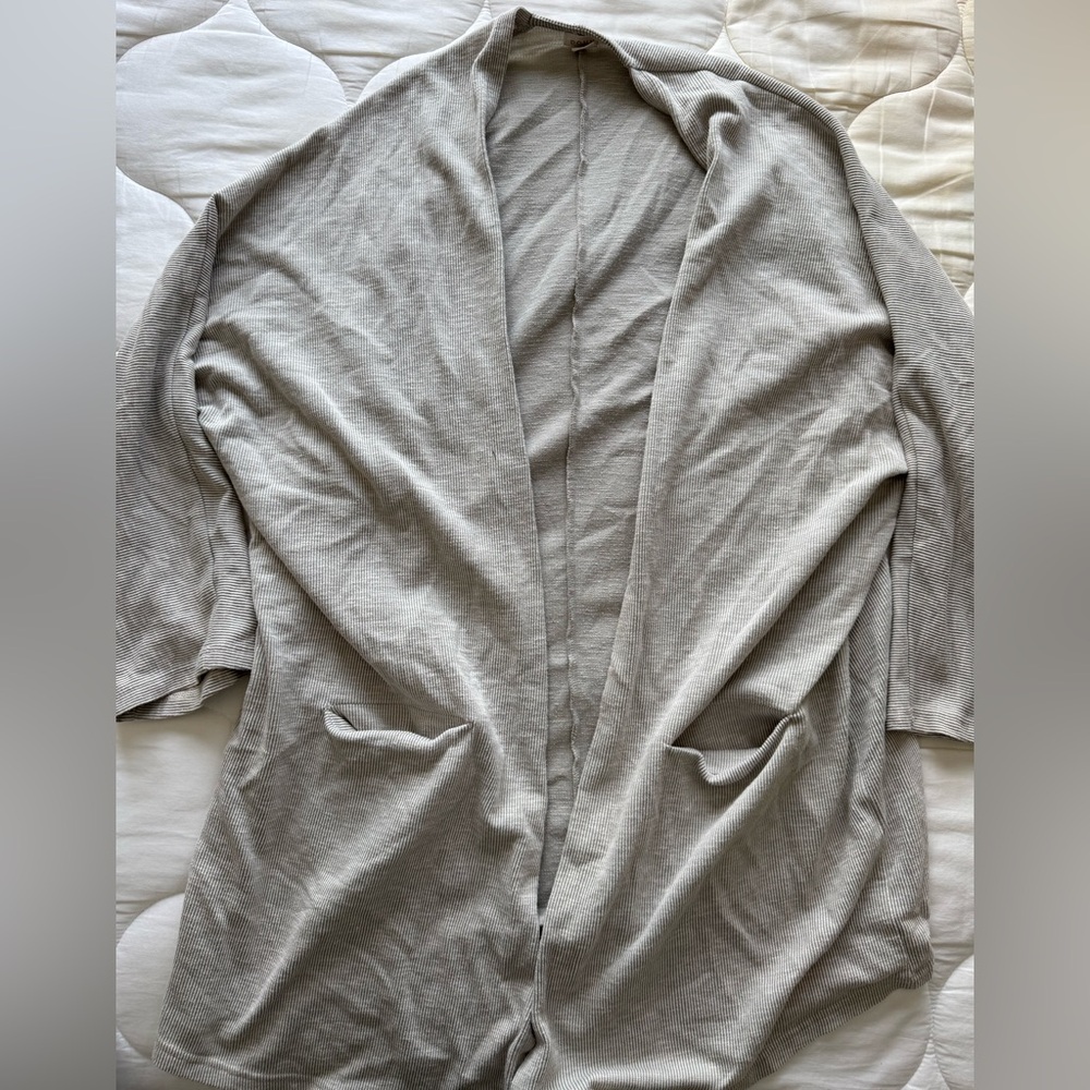 DONNI. Gray Striped Cardigan